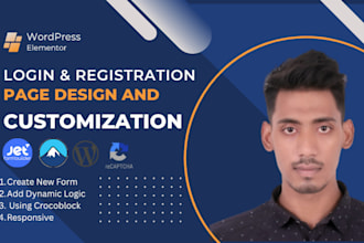 create login and registration page design on your wordpress website for any form