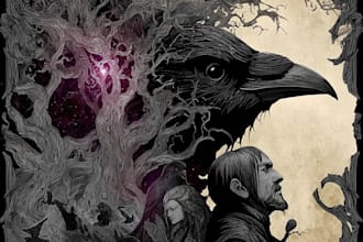 draw dark art illustration with engraving style
