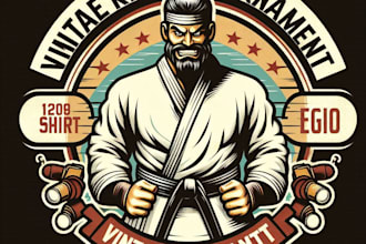 vintage karate tournament mascot logo t shirt design
