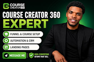 setup course creator 360 landing page automation cc360 funnel ghl website expert
