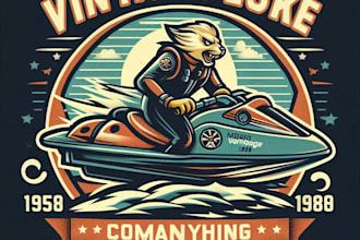 custom vintage jet ski mascot logo retro t shirt design
