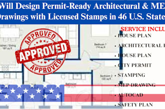 design architectural mep drawing stamp city permit 2d floor plan site plot plan