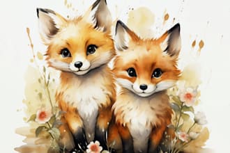 watercolor children storybook illustrations
