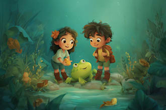 create cute children book illustrations with animals