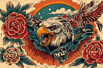 make old school or traditional style tattoo logo design