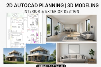 do 2d house planning 3d interior exterior designing