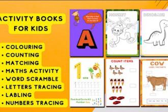 design custom kids worksheets, activity books, and coloring pages