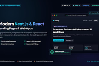 build a modern next js and react landing page or website