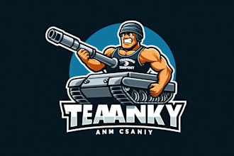 make tank mascot sport logo design without any copyright concept