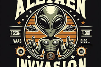 vintage alien invasion mascot logo t shirt design