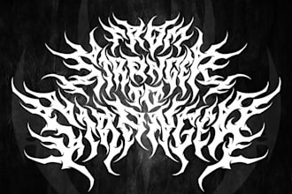 hand draw a chaotic black metal or death metal logo
