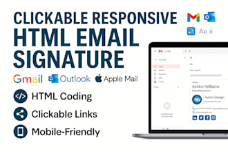design clickable responsive HTML email signature for gmail, outlook and apple ma