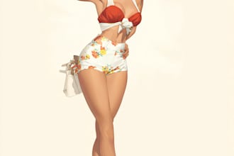 pin up girl and pin up girl illustration