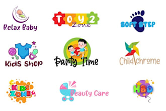 do kids children baby shop candy chocolate sweet cupcake colorful logo design