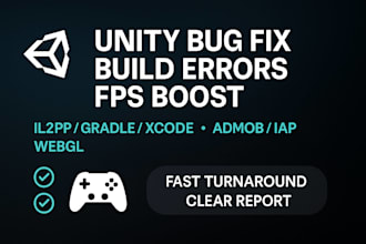 do unity bug fix services , fix game errors, crashes, build and plugin issues