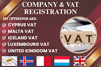 do vat and company registration in cyprus, luxembourge, malta, iceland, UK