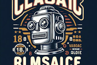 vintage classic robot head mascot logo  t shirt design