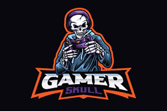 do retro skull gaming and t shirt logo for your company