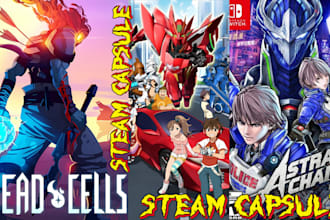 design eye catching steam capsule images, art game, banner game, ui game poster