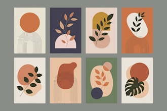 design custom and  modern boho digital wall art