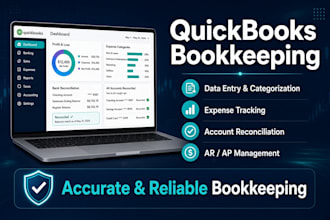 do quickbooks data entry, expense categorization, and account reconciliation
