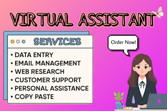 be your virtual assistant for admin, research and customer support