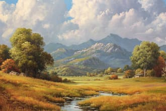 paint a real landscape oil painting on canvas with for you