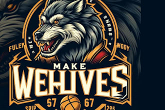 make esport vintage wolves werewolf logo