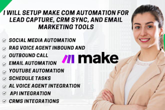 set up make com, zapier automation, for website lead capture and CRM sync