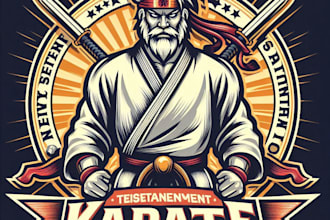 design high quality vintage karate tournament mascot logo with t shirt design