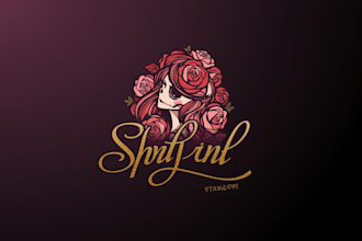design unique girl skull with roses logo with t shirt look