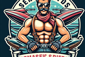 design high quality vintage jet ski mascot logo with t shirt design