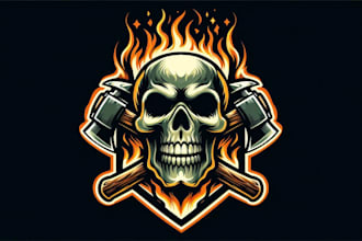 make skull head logo with t shirt and unlimited revision