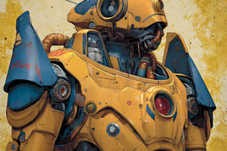 desing a unique mecha robot illustration