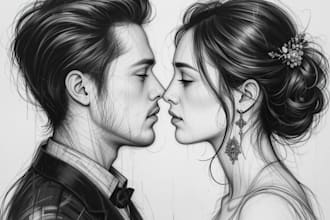 draw cute couple portraits