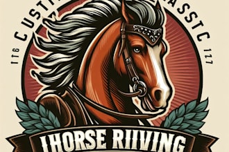 design high quality vintage horse riding logo with t shirt design