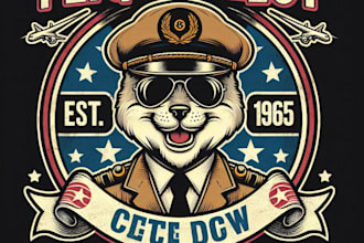 vintage flight deck crew est 1965 mascot logo custom t shirt design