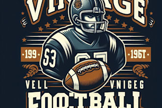 design a vintage football mascot logo with custom t shirt artwork