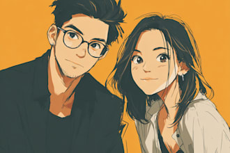 draw you anime couple art portrait