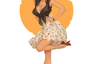 draw a pin up girl and pin up girl illustration