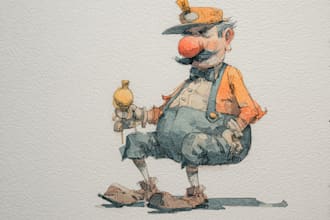 create a watercolor political cartoon art