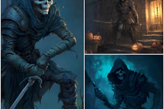 draw a fantasy horror and fantasy horror character art