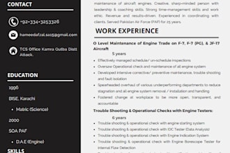 review and write unique resume, CV and cover letter