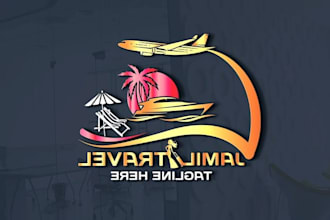 draw travel agency hotel adventure outdoor photography logo design