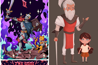 draw stylish vintage to modern cartoon illustration