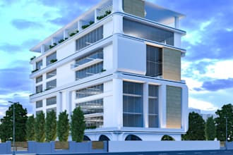 create modern exterior futuristic building,3d modeling, cityscape, facade render
