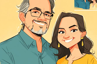 draw family couple cartoon portrait