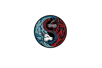design unique two wolves logo