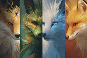 draw your character in flat colored furry art