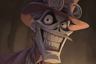 draw creepy, horror, halloween cartoon illustrations